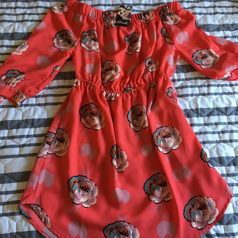 Red rose print summer dress